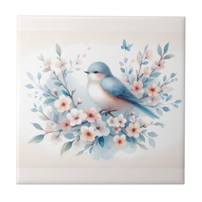 Bluebird Blossom Watercolor Serenity (Frente)