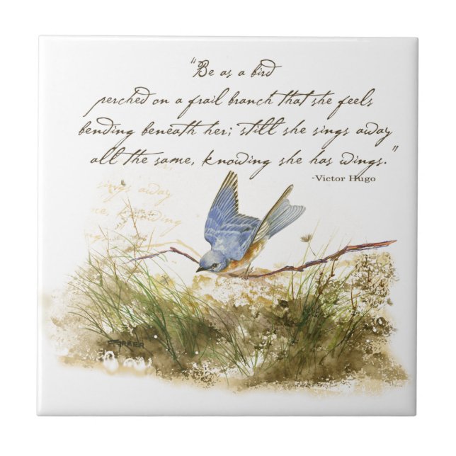 Bluebird em Fileira Inspiracional Poem Watercolor (Frente)