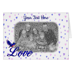 Bluebird Love Blue Hearts Personalised Cartão com