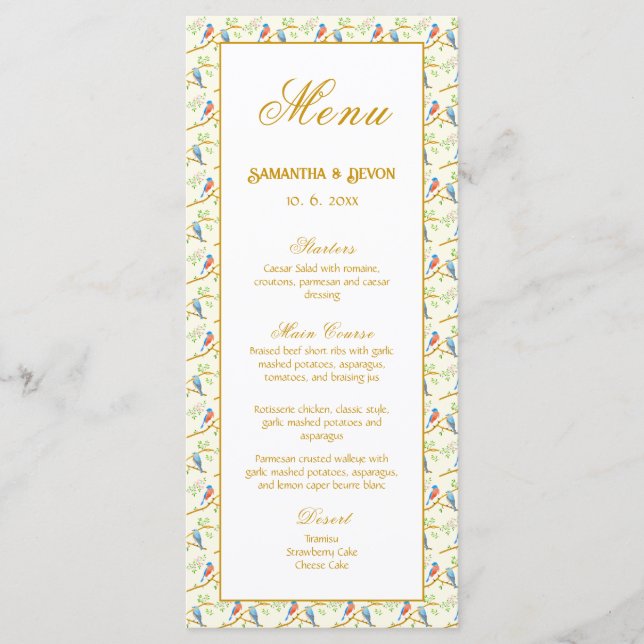 Bluebirds Wedding Menu (Frente)