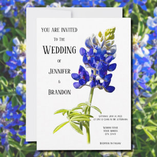 Bluebonnet Floral em Branco, Convite de Casamento