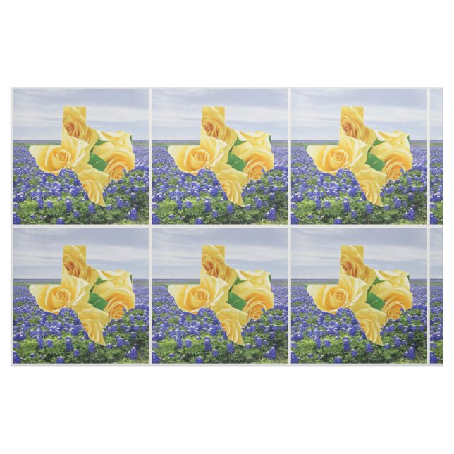 Bluebonnets de Texas e tecido do rosa amarelo (Fat Quarter)