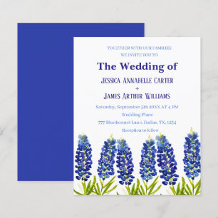 Bluebonnets Texas Aquarela Casamento Floral