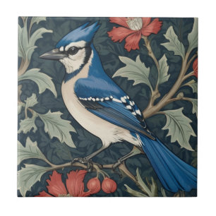 Bluejay Bird William Morris estilo Esquerdo Azul
