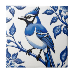 BlueJay Delft Blue e White Asian Leafy Bird