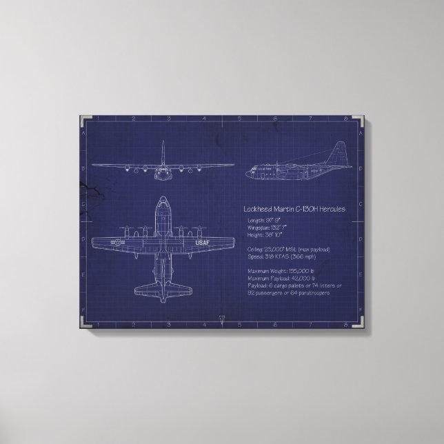 Blueprint C-130H na Canvas (Frente)