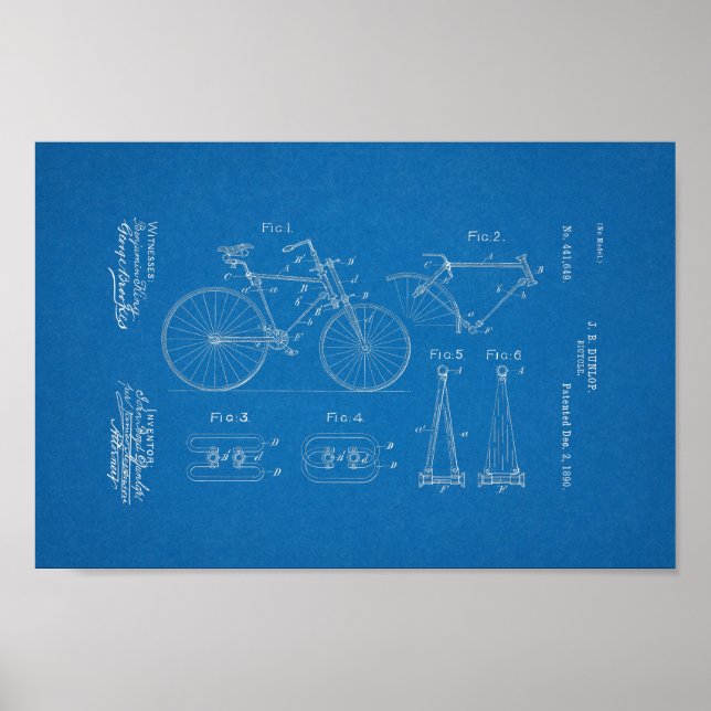 Blueprint de Impressão de patente de bicicleta de  (Frente)