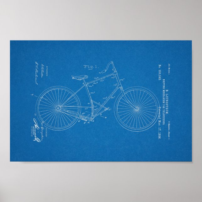 Blueprint de Impressão de patente de bicicleta de  (Frente)
