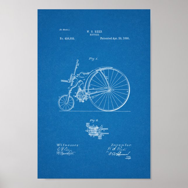 Blueprint de Impressão de patente de bicicleta de  (Frente)