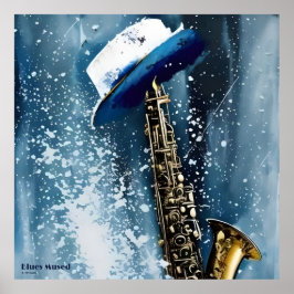 Blues Mused AI Fantasy Digital Art Impressão Jazz