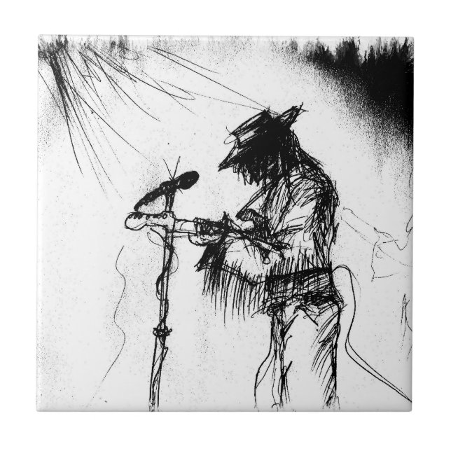 Blues Music Guitar Player e Banda no Palco (Frente)