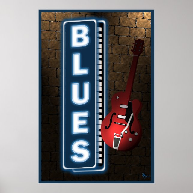 Blues Neon Sign Poster (Frente)