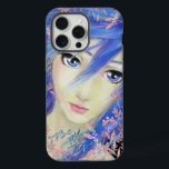 Blues tem uma moça de anime original<br><div class="desc">Cabelo azul elétrico combina com os olhos. Caráter de anime assombroso criado por Elaine. Borda rosa de flores de campo. A afirmação de 'Bela de você' lembra-se de ser verdadeira para o seu belo eu.</div>