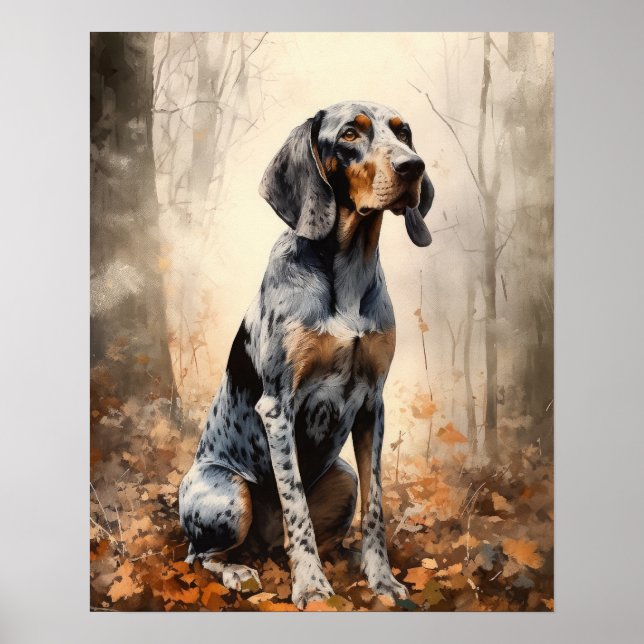 Bluetick Coonhound Dog Art Poster (Frente)