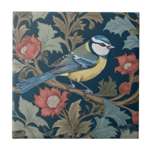 Bluetit William Morris estilo Right Bird Blue Tit