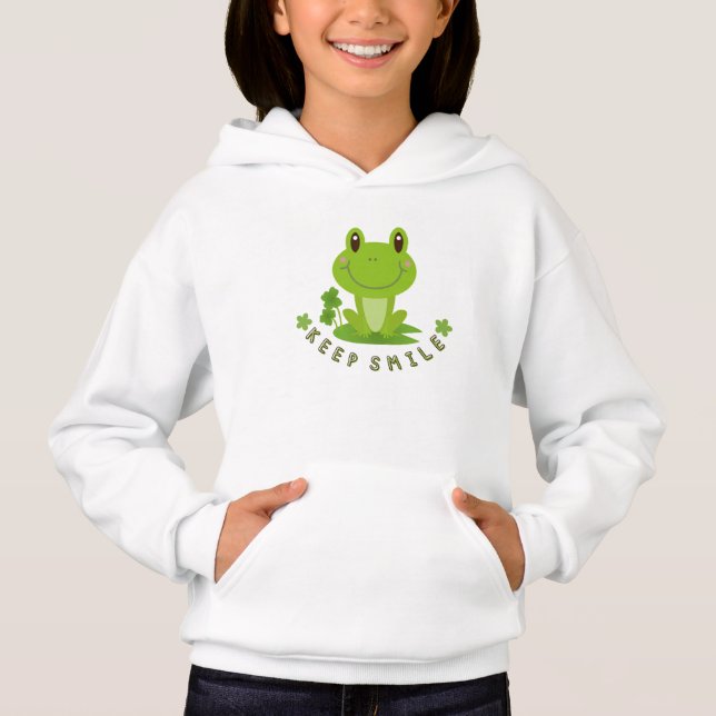Blusa com Capuz Cute Happy Frog Keep Smile para Me (Frente)