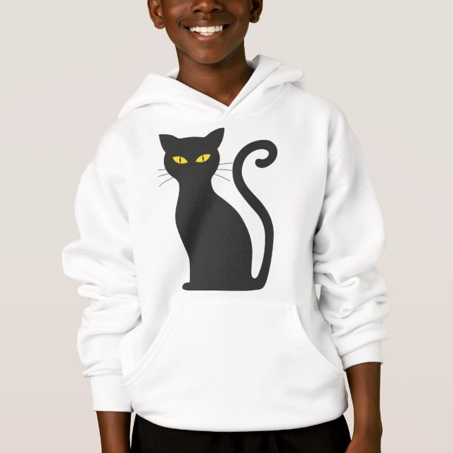 Blusa de Halloween de gato preto (Frente)