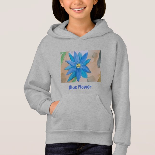 Blusa de Meninas da Flor Azul (Frente)