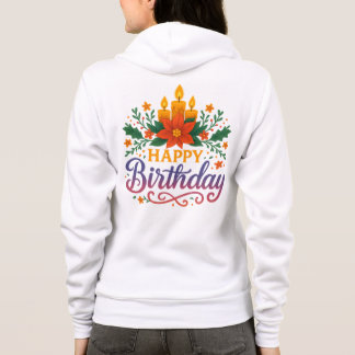 Blusa de Moletom com Capuz e Zíper Feliz Aniversár