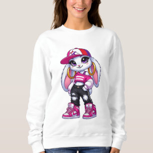 Blusa de Moletom de Coelho com Estilo de Rua Fofo 