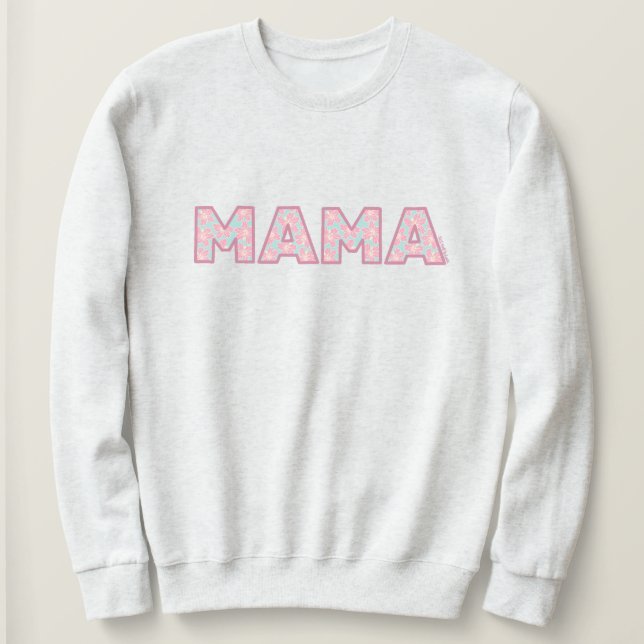 Blusa de Moletom Hibiscus Mama Desenhada à Mão (Frente do Design)