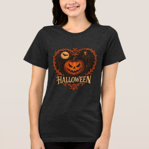 Blusa Feminina Vintage de Halloween com Abóbora e