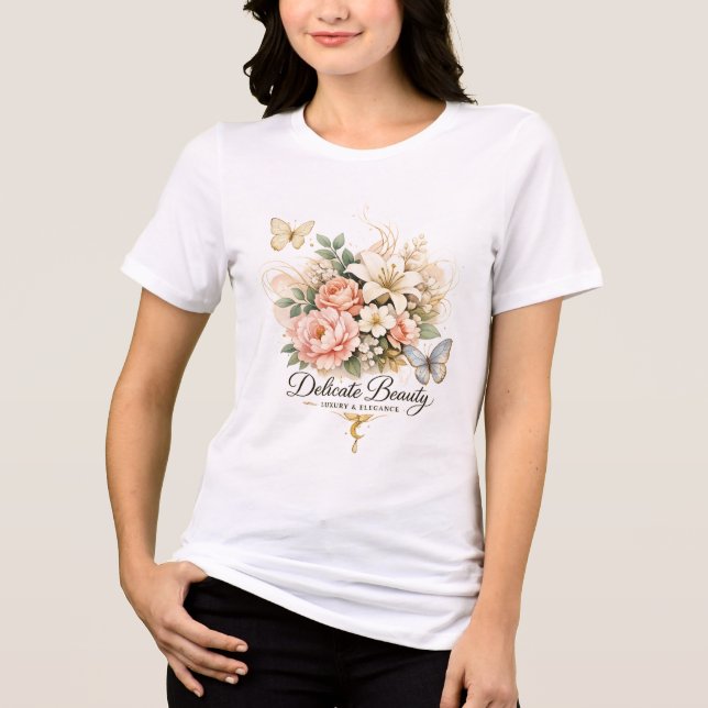 Blusa Oversize Blanca Mujer con Flores Elegantes  (Frente)
