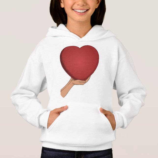 Blusão branco com estampa de coração vermelho para (Frente)