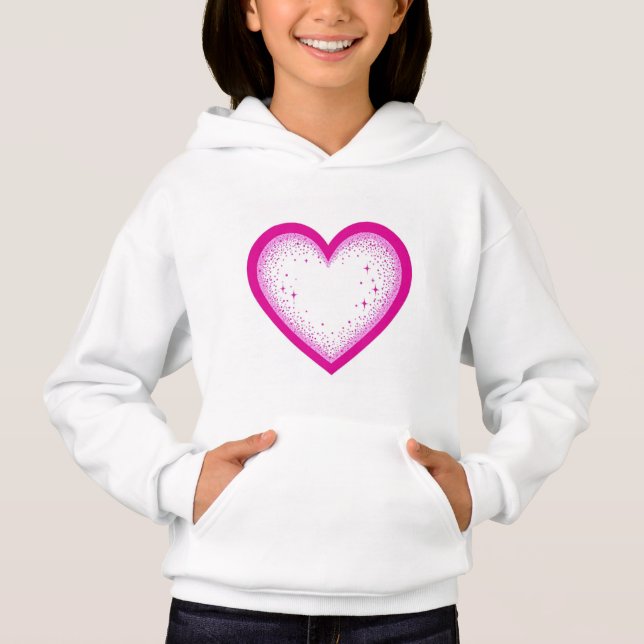 blusão com design de coração brilhante para menina (Frente)