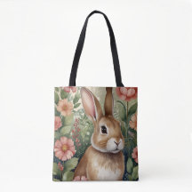 Blush Blooms e Bunny Drets Tote Bag