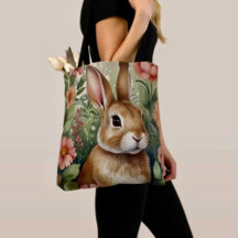 Blush Blooms e Bunny Drets Tote Bag