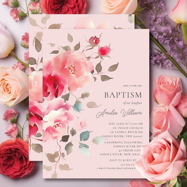 Blush Blossomo Baptism Convite (Criador carregado)