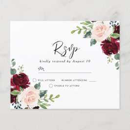 Blush & Burgundy em um RSVP de Casamento de Orçame