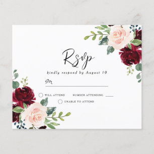 Blush & Burgundy em um RSVP de Casamento de Orçame