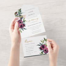 BLUSH BURGUNDY FLORAL BUNCH WATERCOLOR CASAMENTO D