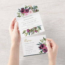 BLUSH BURGUNDY FLORAL BUNCH WATERCOLOR CASAMENTO D