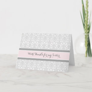 Blush Cinza Damask Agradecimento Dama de Honra Irm