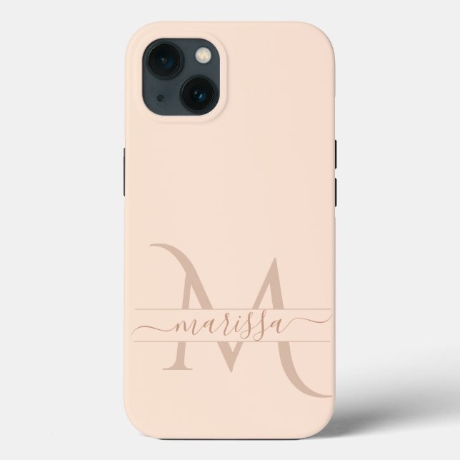 Blush Cor-de-rosa Tendência Monograma Nome Script  (Verso)