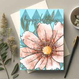 Blush Cosmos — Cartão de Aniversário Botânico