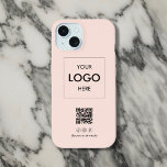 Blush de Código QR de Mídia Social Empresarial<br><div class="desc">Elevem a sua marca comercial com a nossa capas de iphone personalizada! Projetado para destacar sua marca, este gabinete apresenta seu logotipo exibido de forma destacada. Abaixo do logotipo, adicionamos um conveniente código QR para acesso fácil ao seu site ou promoções. Além disso, há espaço para três ícones de mídia...</div>