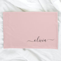 Blush Dusty Pink Modern Script Girly Monograma Nom