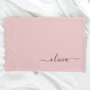 Blush Dusty Pink Modern Script Girly Monograma Nom