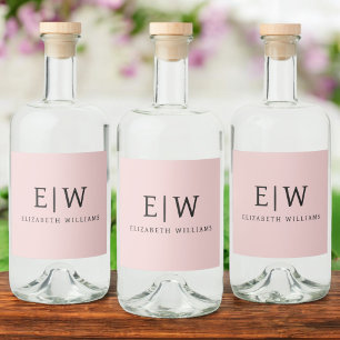 Blush Dusty Pink Modern Script Girly Monograma Nom