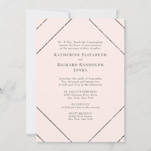 Blush e Cinza de Convite Formal Elegante