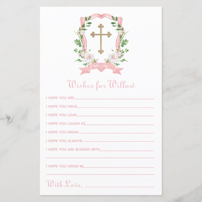 Blush Floral Baptism Deseja Bebê (Frente)