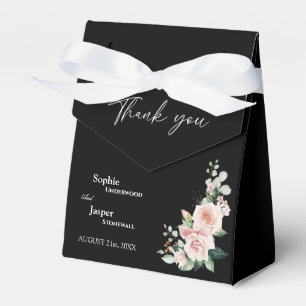 Blush Floral Black Weding Obrigado Caixa Favorável