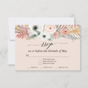 Blush Floral Boho Pampas Grass Tropical Palm RSVP