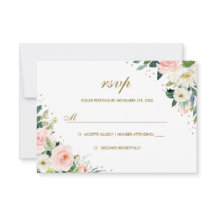 Blush Floral Botânico Dourado RSVP de Casamento