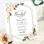 Blush Floral Bridal Tea Party Convite Orçamental<br><div class="desc">Convites Elegante cor-de-rosa,  chá de panela floral de barato 4, 5"x5, 6". NOTA: OS envelopes NÃO ESTÃO INCLUÍDOS; os envelopes A7 correspondentes estão disponíveis para serem comprados separadamente.</div>
