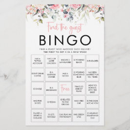 Blush Floral | Cartão de Bingo de Encontrar o Conv